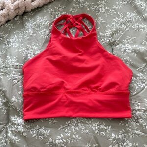 lululemon athletica Red High Neck Strappy Sports Bra